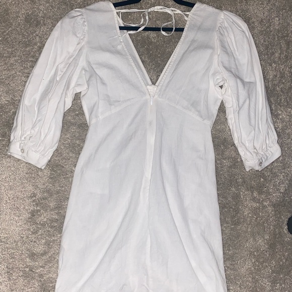 ASOS DESIGN Ruched Dress with Puffed Sleeves White - Picture 4 of 5